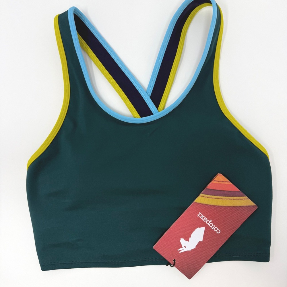 Cotopaxi Mari Crop Sports Bra Deep‎ Ocean Blue Green XS Crisscross Straps NEW
